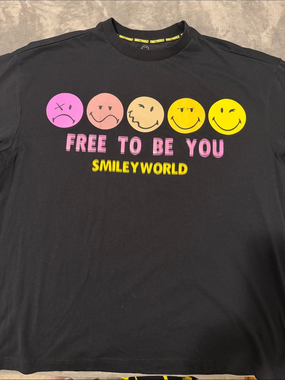 SmileyWorld Free To Be You Black Graphic Tee